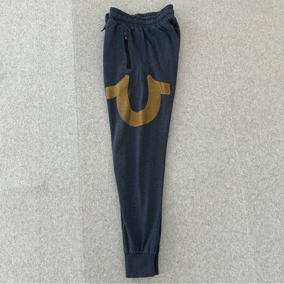 True Religion Jogger Mens Small Blue Gold Loungewear Sweatpants Pull On   READ - Picture 8 of 15